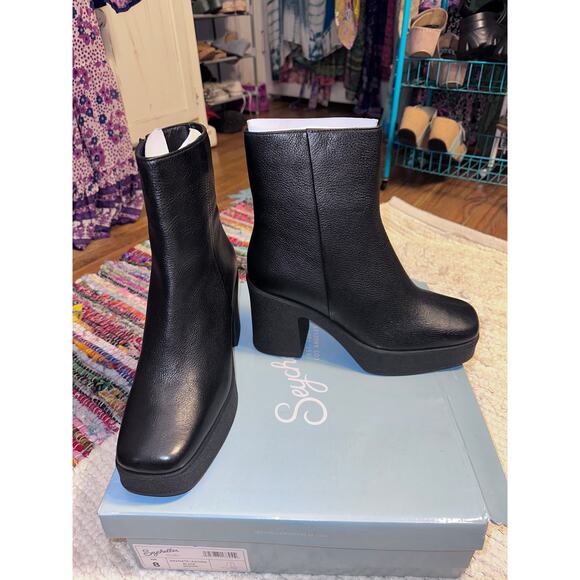 NEW IN BOX SEYCHELLES NAVIGATE LEATHER PLATFORM BOOTS 8 - Picture 2 of 5